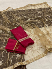 Beautiful Pure Soft Mono Net Work Saree