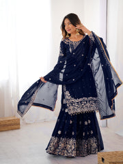 Beautiful Party-wear Georgette Cording Dori Embroidery & Sequence Work Suit