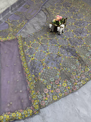 Beautiful Party-wear Butterfly Net Embroidery Sequence Work Lehenga Choli