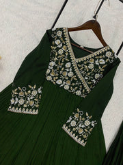 Festive Special Blooming Vichitra Silk Beads & Sequence Embroidery Work Gown