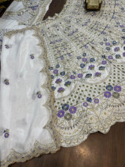 Reception Special Mono Satin Silk Coding Sequence Cut Work Lehenga Choli