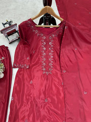 Beautiful Festive Special Chinon Silk Thread With Sequence Work Suit