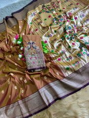 Beautiful Peshwai Kalanjali Paithani With Trending Aari Work Saree