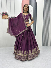 Festive Special Chinon Silk Embroidery Thread Work Lehenga Choli