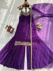 Elegant Ethnic Georgette Beads With Thread & Sequence Work Dress