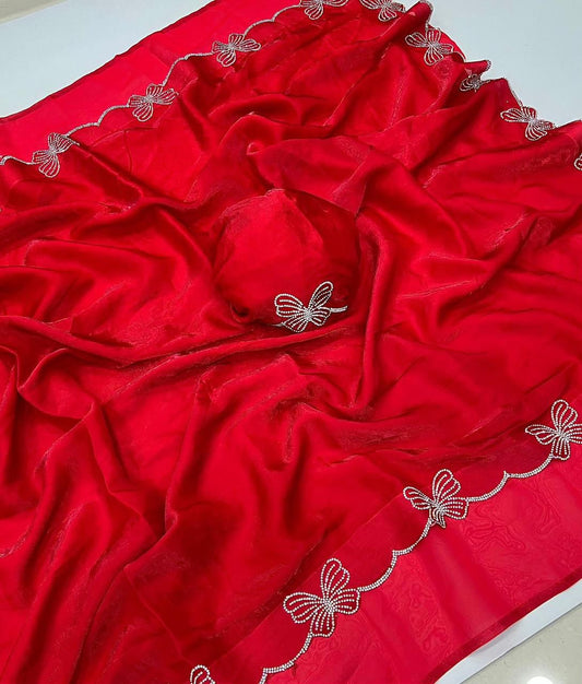 Trending Butterfly Border Rich Space Silk Saree