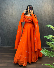 Beautiful Zipsy Silk Embroidery & Sequence Work Gown