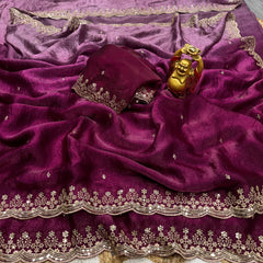 Beautiful Space Silk Sequence With Embroidery Work Saree