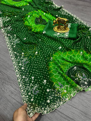 Beautiful Pure Georgette With Jodhpur Bandhani Printed Saree