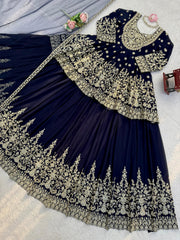 Party-wear Georgette Coding Dori With Sequence Work Top With Lehenga