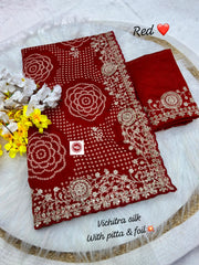 Beautiful Heavy Soft Pita Aari-Tari Gotapati Work Saree