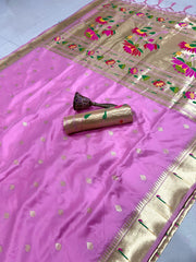 Beautiful Soft Gold Zari Kanchivaram Paithani Silk Saree