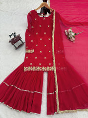 Charming Georgette Thread Wth Sequence Work Sharara