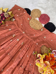 Summer Wear Mull Cotton Chanderi Embroidery Work Gown