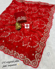 Beautiful Georgette Bhandej Pattern Saree