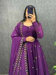 Beautiful Zipsy Silk Embroidery & Sequence Work Gown