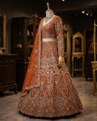 Party-wear Butterfly Net Embroidery Sequence Work Lehenga Choli