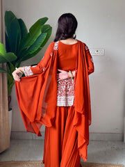 Wedding Special Georgette Embroidery & Sequence Work Top With Palazzo