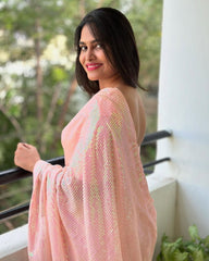 Bollywood Celebrity Inspired Georgette Sequins Embroidery Work Saree