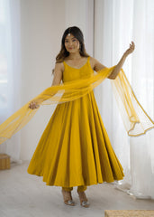 Beautiful Roman Silk Chanderi Ready To Wear Anarkali