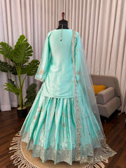 Party-wear Japan Satin Thread With Sequence Work Sharara