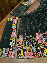 Wedding Special Black Floral Embroidery Sequence Work Lehenga Choli