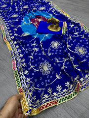 Beautiful Pure Georgette with Jaipur Bandhani Printed Saree