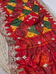 Beautiful Bandej With Traditional Foil Gotapatti Work Saree