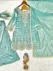 Fancy Designer Fendy Silk Embroidery Sequence Coding Work Suit