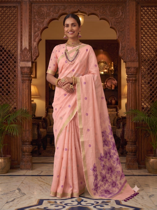Beautiful Elegant Jamdhani Handloom Cotton Silk Saree