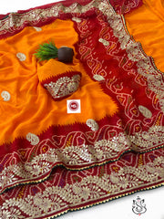 Beautiful Georgette Bandhej Printed Work Saree