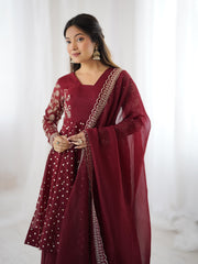 Party-wear Crunchy Silk Embroidery Sequence Work Sharara