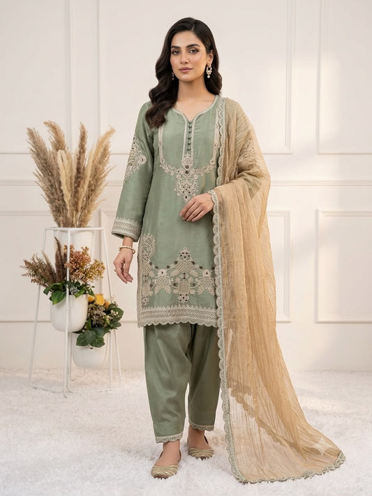 Party-wear Designer Glass Satin Coding With Sequence & Embroidery Work Suit