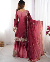 Beautiful Designer Chinon Silk Sequence With Rivet Moti Work Sharara