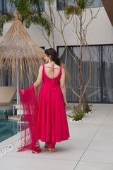 Festivities Special Pure Roman Silk Chanderi Fabric Stitched Gown