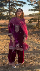 Winter Special Velvet Embroidery Work Suit