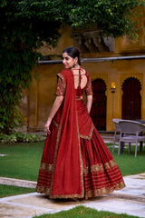 Beautiful Maroon Rangoli Silk Sequins & Thread Embroidery Work Lehenga Choli