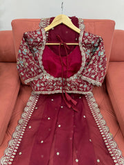 Party-wear Tibby Silk Thread With Sequence Work Saree