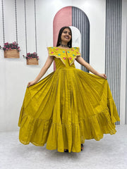 Trending Roman Silk Embroidery Thread & Khatli Work Gown
