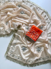 Beautiful Chinon Silk With Sobber kachi Gotta Work Saree