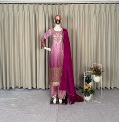 Party-wear Chinon Silk Printed With Sequence Embroidery Work Dress