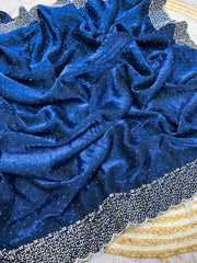 Beautiful Space Soft Silk Blooming With Zarkhan With Siroski Work Saree