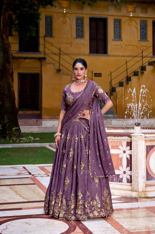 Trendy Chocolate Crush Sequence & Thread Embroidery Work Lehenga Choli
