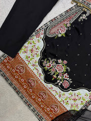 Beautiful Star Silk Sequence Embroidery With Patch Work Suit