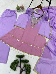 Beautiful Printed Crepe Mirror & Embroidery Work Suit