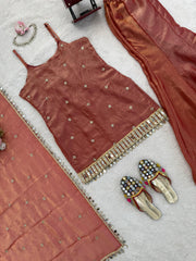 Party-wear Fendy Silk Thread & Sequence With Real Mirror Work Suit