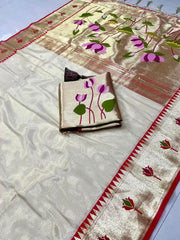 Beautiful Soft Zari Kanchivaram Tissue Paithani Silk Saree