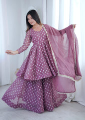 Women’s Ethnic Crunchy Silk Jacquard Butti Designer Sharara