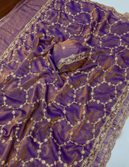 Beautiful Moss Silk Sequence Embroidery Work Saree