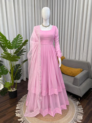 Beautiful Blooms Pink Georgette Gown